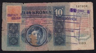 Austria / Hungary Empire - - 10 Kronen 1915 - Seal / Overprint - - Hungary - - -