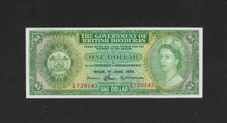 Unc 1 Dollar 1970 British Honduras Belize England