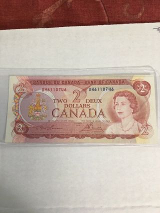 1974 - $2.  00 Bill.  Canadian Paper Money (in Plastic Sleeve)
