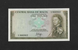 Unc Sign.  Hogg 1 Pound 1969 Malta England