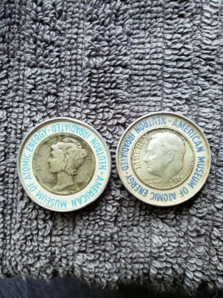 1944 And 1963 Encased Dime American Museum Of Atomic Energy Neutron Irradiated