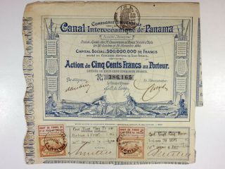 Canal Interoceanique De Panama,  1880 I/u Certificate In French,  Vf