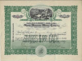 North Carolina 1910 Morris Mountain Mining Company Stock Certificate Badin