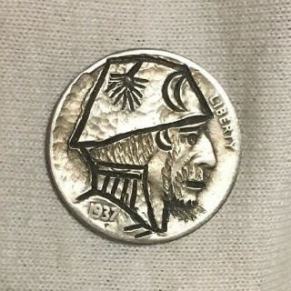 1937 Hobo Nickel (hand - Carved By J.  Allen) U.  S.  A.  Silver Coin