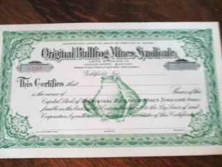 Vintage Bullfrog Mines Syndicate Blank Stock Certificate