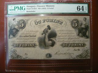 Hungary 5 Forin 1852 Finance Ministry Pa Pmg 64 Epq Top - Pop