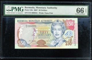 Bermuda 50 Dollars 2007 P 54 B Gem Unc Pmg 66 Epq