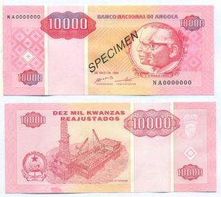 Angola Reajustados Specimen Note 10000 Kwanzas 1995 P 137s Unc