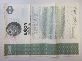Cuarcao,  Na.  Exxon Finance Nv 1982 Specimen 11 Coupon Bond,  Vf Abnc.
