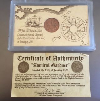 Collectible Admiral Gardner Shipwreck Coin East India Company 1808 W/ Case &
