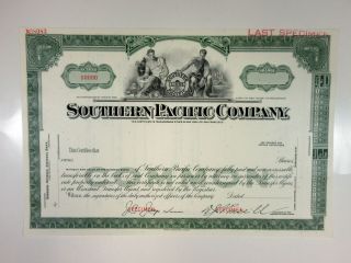 Southern Pacific Co. ,  1960s Odd Shrs Common Stock Specimen Certificate,  Xf Abnc