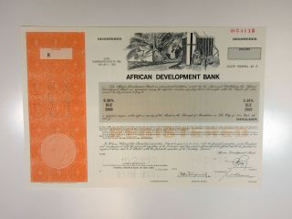 African Development Bank 1989 Specimen Registered Bond 9.  30 Xf Sc - Usbn Yellow