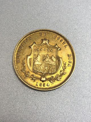 1854 - J.  B.  Costa Rica 2 Escudos Gold Coin Km 99