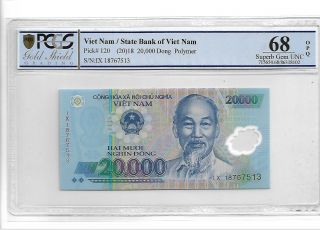 Viet Nam/state Bank Of Viet Nam Pick 120 2018 20000 Dong Polymer Pcgs 68 Opq