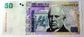 Argentina Banknote 50 Pesos,  Pick 356 Unc 2014 - Series H (fabrega/dominguez)