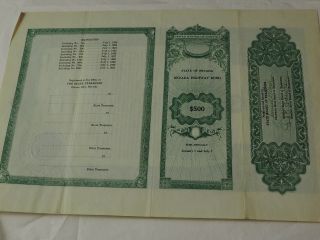 STATE OF NEVADA NEVADA HIGHWAY BOND 1921 Ten Year FOR $500 Semi Annual 160 3