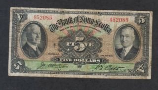 1935 Bank Of Nova Scotia 5 Dollars Canada