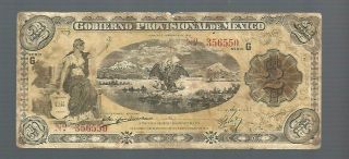 Mexico Gobierno Provisional De Mexico Serie G 2 Pesos 6550