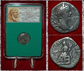 Roman Empire Coin Septimius Severus Pax On Reverse Silver Denarius