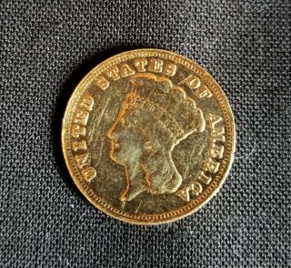 U.  S.  1878 $3 Dollar Indian Princess Gold Coin Circulated