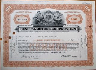 Gm / General Motors Corporation 1950s Stock Certificate