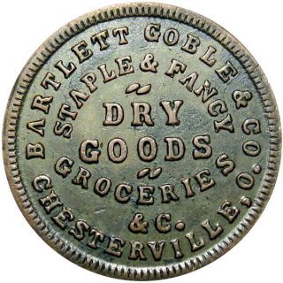 Chesterville Ohio Civil War Token Bartlett Goble & Co R6 Rare Merchant & Town