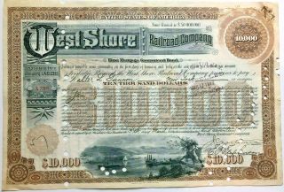 West Shore Railroad Company 1917 $10,  000 Bond Certificate