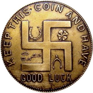 Pre 1933 Indianapolis Indiana Good Luck Swastika Token H S King Whitehead & Hoag
