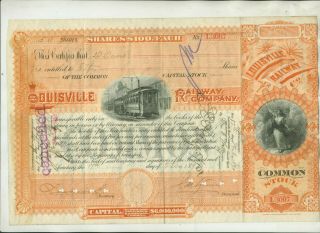 1893 Louisville Railway Company Stock Certificate