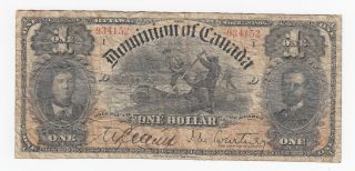 1898 Dominion Of Canada $1 - Logging Scene S/n: 934152/d