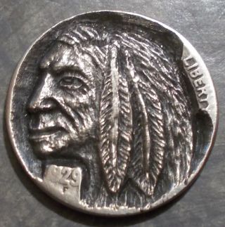 Deep Carved Hobo Nickel,  Native American Indian Elder