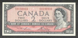 1954 $2.  00 Bc - 38d Ef - Au Epq Qeii Bank Of Canada Two Dollars