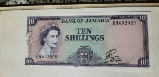 1960 Jamaica 10 Shillings Banknote Uncirculated