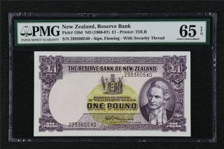 1960 - 67 Zealand Reserve Bank 1 Pound Pick 159d Pmg 65 Epq Gem Unc