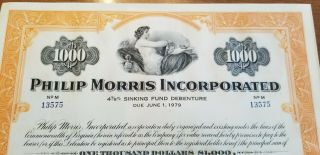 1959 Philip Morris Incorporated Bond Stock Certificate Tobacco