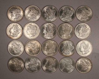 Roll Of 20 1884 - O Morgan Silver Dollars Bu Brilliant Uncirculated White Coins