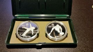 1987 Canada Rcm $20 Silver 1988 Calgary Olympic Games Silver Proof 2 Coin Set