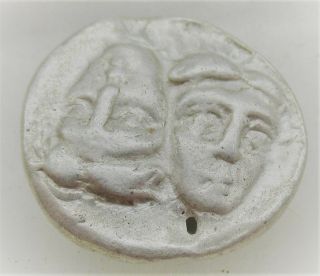 Ancient Greek Silver Obol Coin Of Istros Twins Eagle