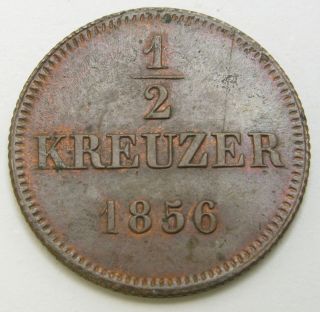 Bavaria (german State) 1/2 Kreuzer 1856 - Copper - Maximilian Ii.  - Xf - 3118
