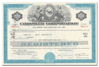 Chrysler Corporation Bond Certificate (hood Ornament Vignette)