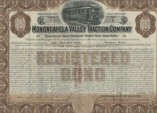 Monongahela Valley Traction Company - Stock Certificate - Registered Bond - 1921