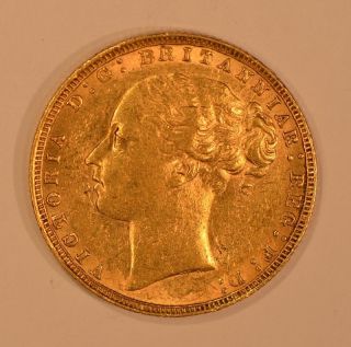 1876 Great Britain Gold Sovereign Queen Victoria Young Head W/st George & Dragon