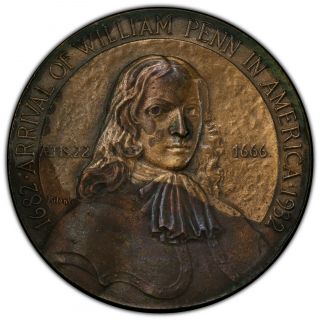 Hk - 462 So Called Dollar William Penn And Indians Pcgs Ms - 62 Brown 1932 Medal Sc$