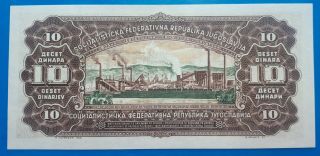 Yugoslavia; 10 dinara 1965,  small ser.  numbers,  GEM UNC 2