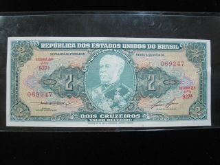 Brazil 2 Cruzeiros 1955 Brasil 02 World Bank Currency Money Banknote