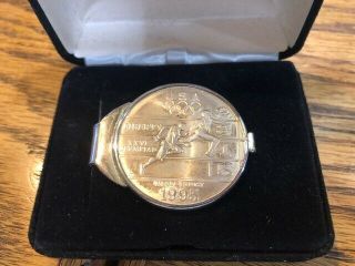 1995 Atlanta Track & Field Commemorative $1 Silver Coin & Money Clip