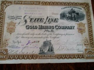 1887 State Line Gold Mining Company 2 Stock Certificate - Esmeraldo Co.  Nevada