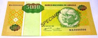 Angola Banknote 5000 Kwanzas,  Pick 136s Unc 1995 - Specimen