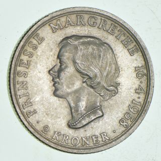 Silver - World Coin - 1958 Denmark 2 Kroner - World Silver Coin - 15.  1g 743