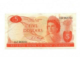 Bank Of Zealand 5 Dollars 1975 - 1977 Vf